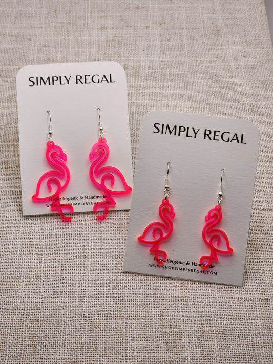 Florescent Pink Flamingo Dangles