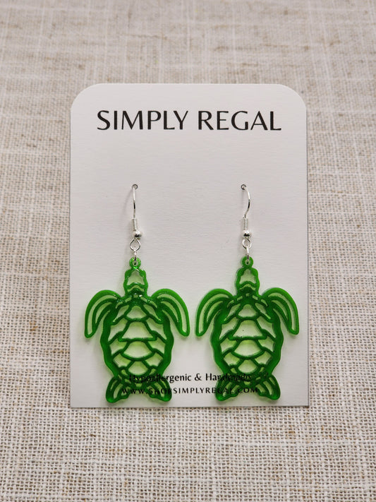 Translucent Green Turtle Dangles
