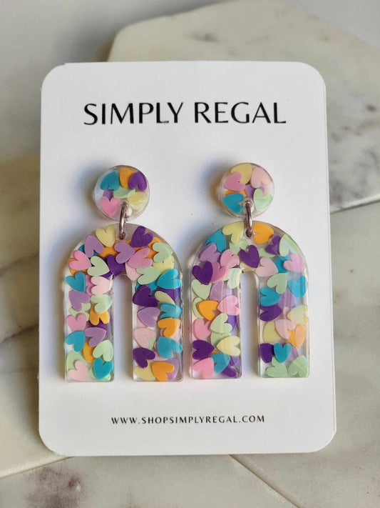 Multi Colored Heart Confetti Dangles