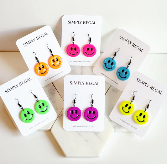 Neon Smiley Dangles