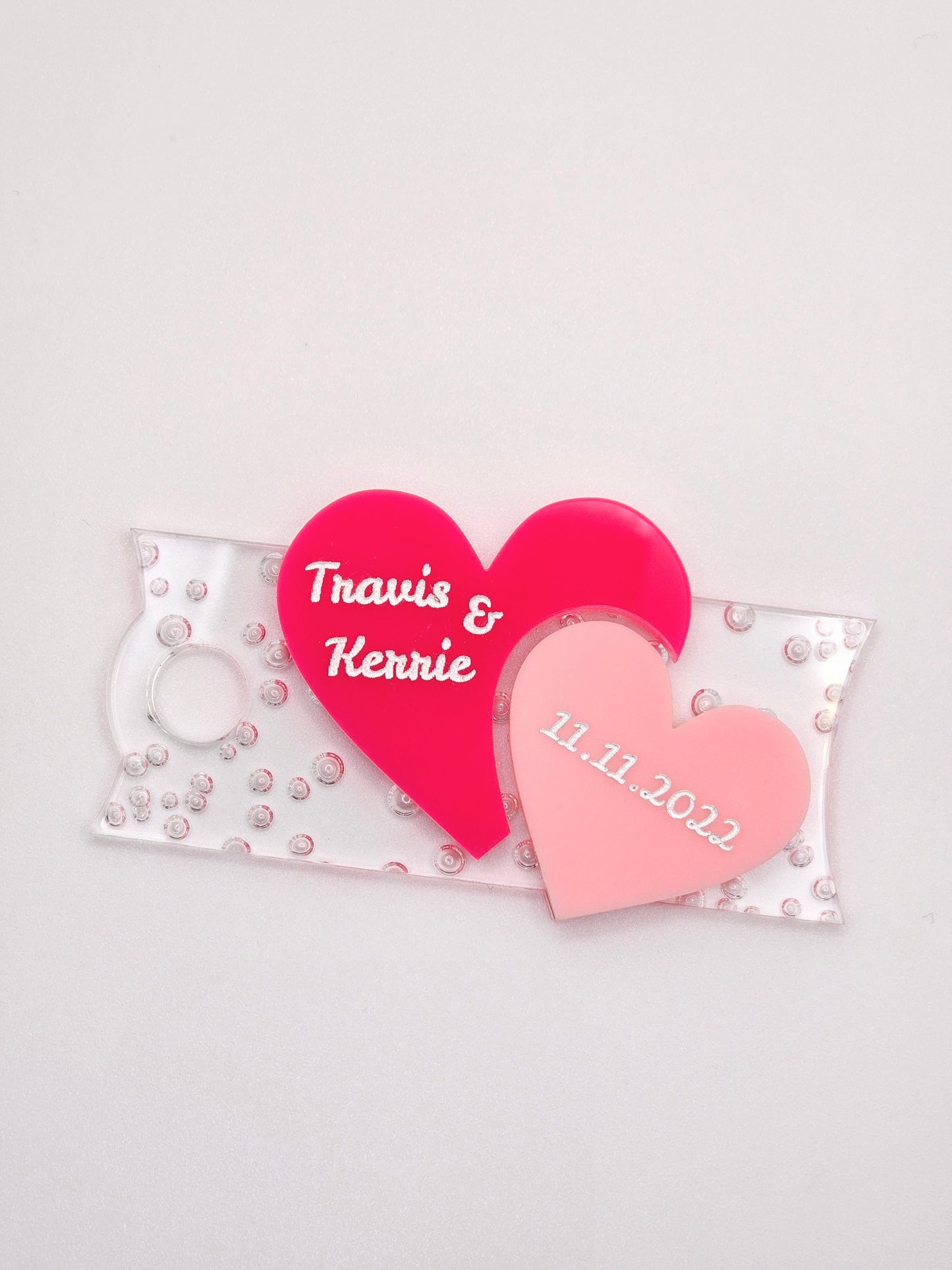Personalized Double Heart Tumbler Topper